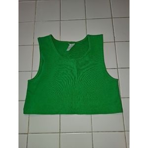 Green tank top crop top shirt sports bra coverup size medium